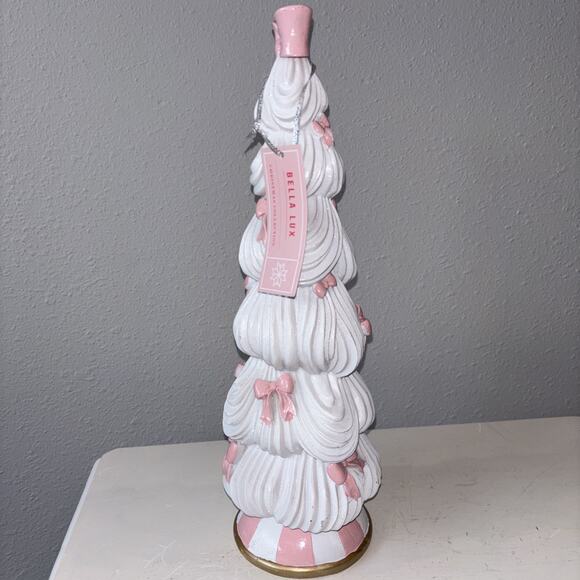 Bella Lux Pink Bow White Christmas Tree MacKenside Child Style Base Resin NEW - Picture 6 of 6